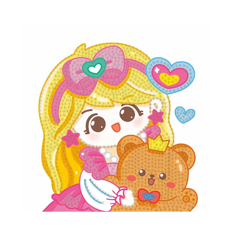 Ensemble de dessin en strass, Puzzle de dessin animé, autocollant en diamant, paquet de matériel, jouets amusants pour enfants de la maternelle, pour garçons et filles, DIY bricolage