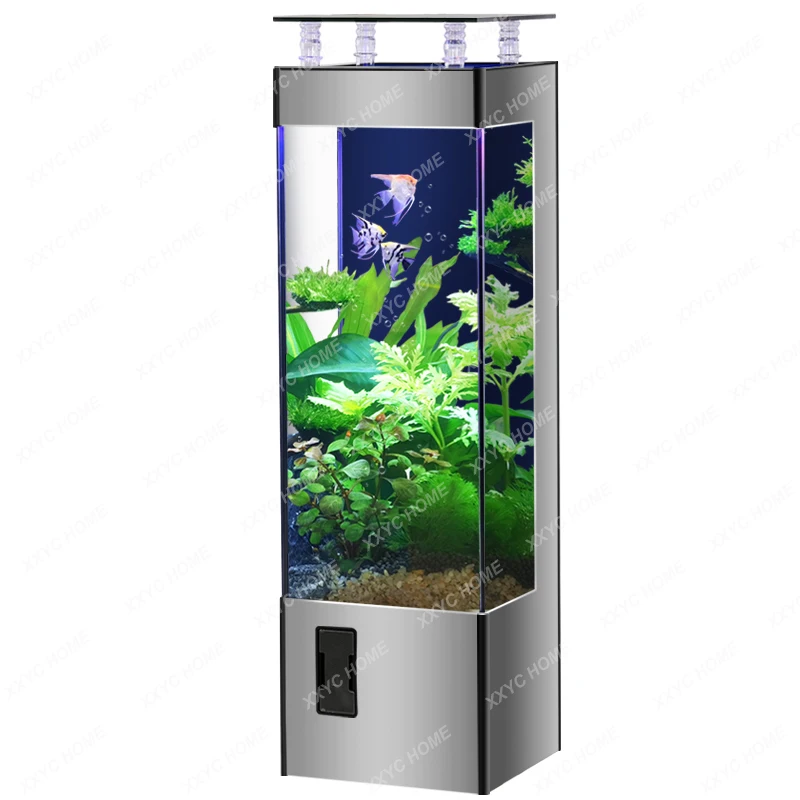 

New Lazy Square Fish Tank Living Room Small Back Filter Ecological Free Water Circulation Filter Aquarium