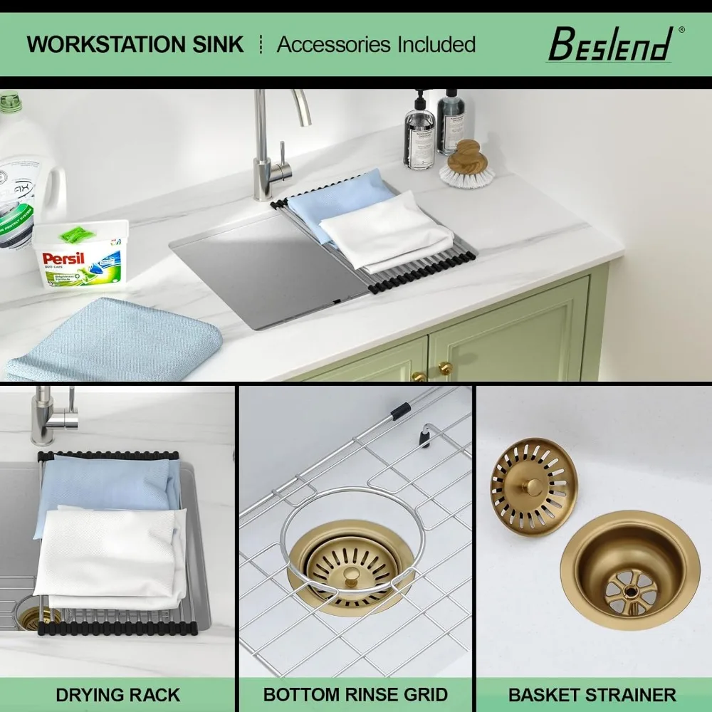 Pia de lavanderia de 24 polegadas sob montagem – Pia utilitária branca composta de granito de quartzo 24 x 18 x 12 polegadas Bacia de granito de 12 polegadas, durável S