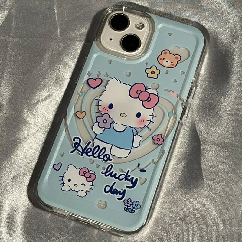 

Прозрачный милый чехол Sanrio Hello Kitty Kuromi для iphone 14 15 Pro Max 11 12 13, мягкий силиконовый защитный чехол из ТПУ