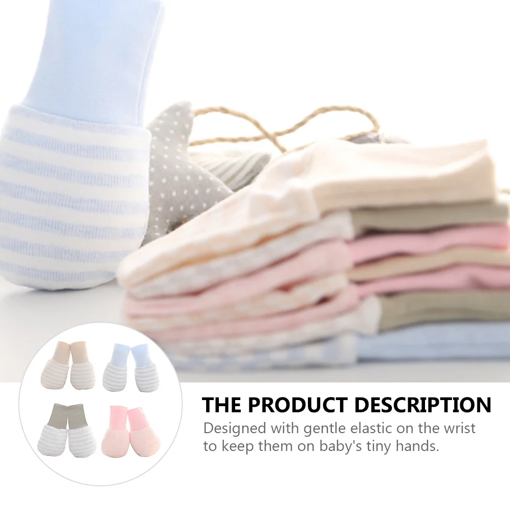 

4 пары детских варежек, перчатки против царапин, варежки для новорожденных, безопасный, нежный материал, зимние, теплые, регулируемые, без царапин, для младенцев