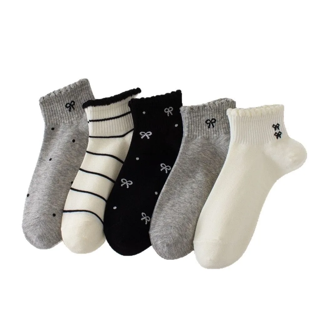

Cute Breathable Short Tube Socks Stripe Sweet Kawaii Shallow Socks Low Cut Bow Boat Socks Gifts