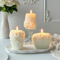 Juego de 1 vela aromática con aroma floral nórdico, hecha a mano con cera de soja, para aromaterapia, con diseño de flor en 3D, ideal para decoración del hogar, fiestas y como regalo.