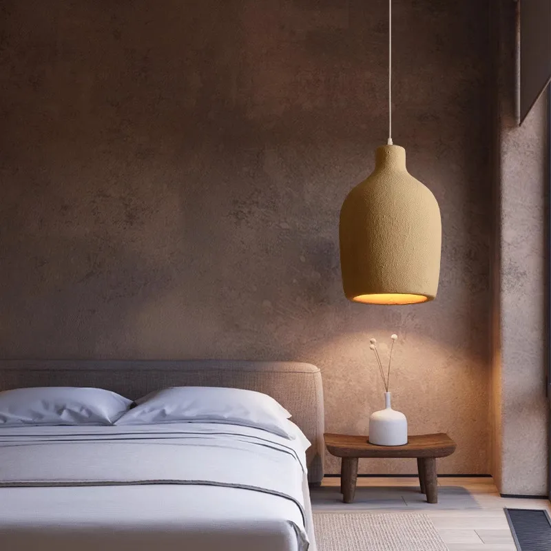 Wabi sabi-luz colgante de resina de estilo japonés para restaurante, lámpara de mesita de noche para dormitorio, sala de estar, luz de granja