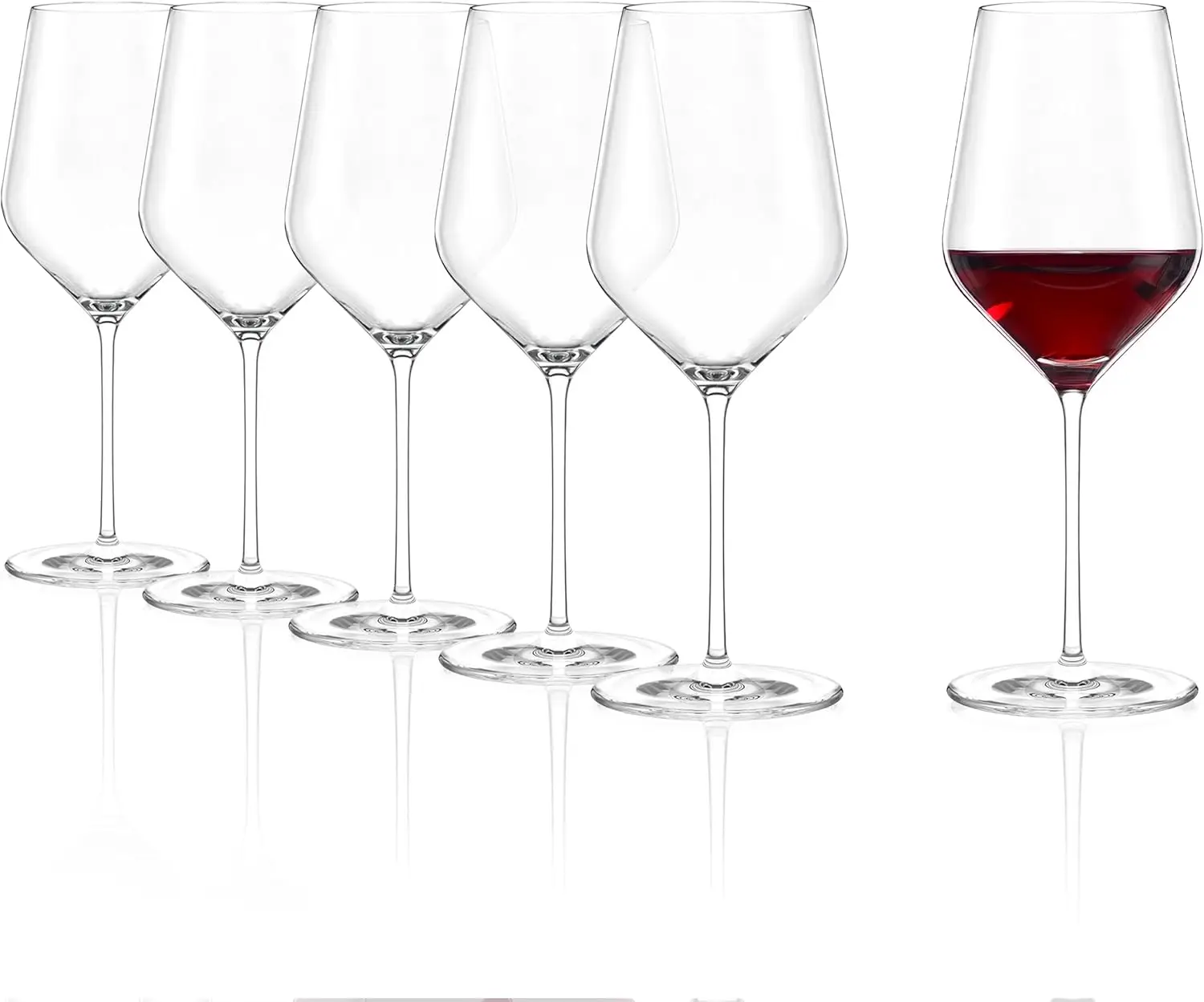 

Red Wine Glasses Set of 6 (STARlight). Dishwasher Safe, Lead-free Crystal Red Wine Glasses (17.25fl oz). Shatter-Resista