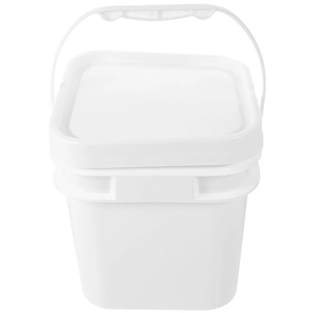 1 Gallon White ABS Paint Bucket 5L Square Hand Carry Container Lid Plastic Bin for Outdoor Activities Smooth Touch Fine