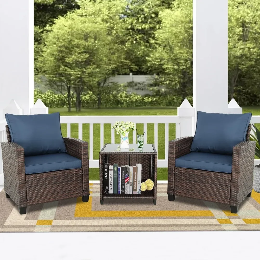 

Wicker Patio Furniture Sets Patio Set Patios Chairs Outdoor Patios Furniture with Storage Table for Porch,Balcony,Lawn