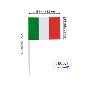 أغطية كب كيك خشبية إيطالية صغيرة ، مسواك علم إيطاليا ، لافتات إبداعية ، لوازم حفلات رياضية عالمية ، 100 قطعة أعلى 10 أعلام بيع عصا - No9