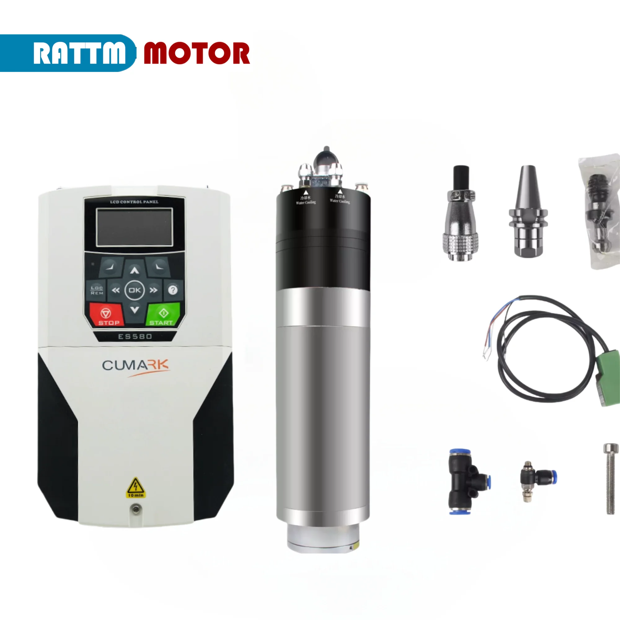 5.5KW ATC Automatic Tool Change Water Cooled Spindle BT30 4 Pole 24000rpm/8 Pole 18000RPM 220V/380V & VFD for CNC Metal Working