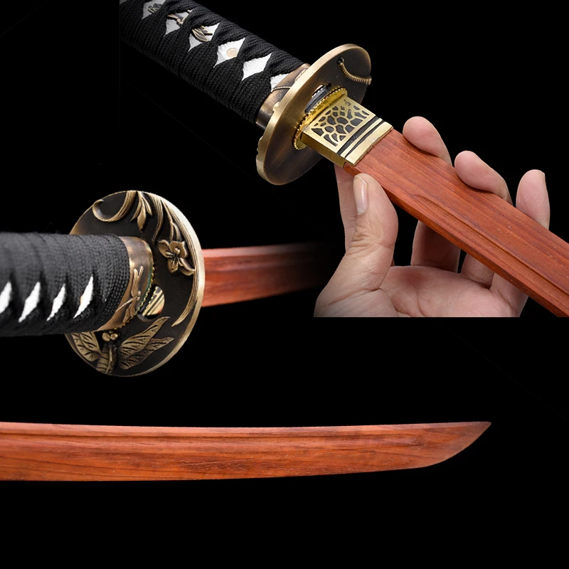 Personal Custom Japanese Iaito Training Sword,Wooden Samurai Katana Practical, Type O, Metal Fitting, Home Decor