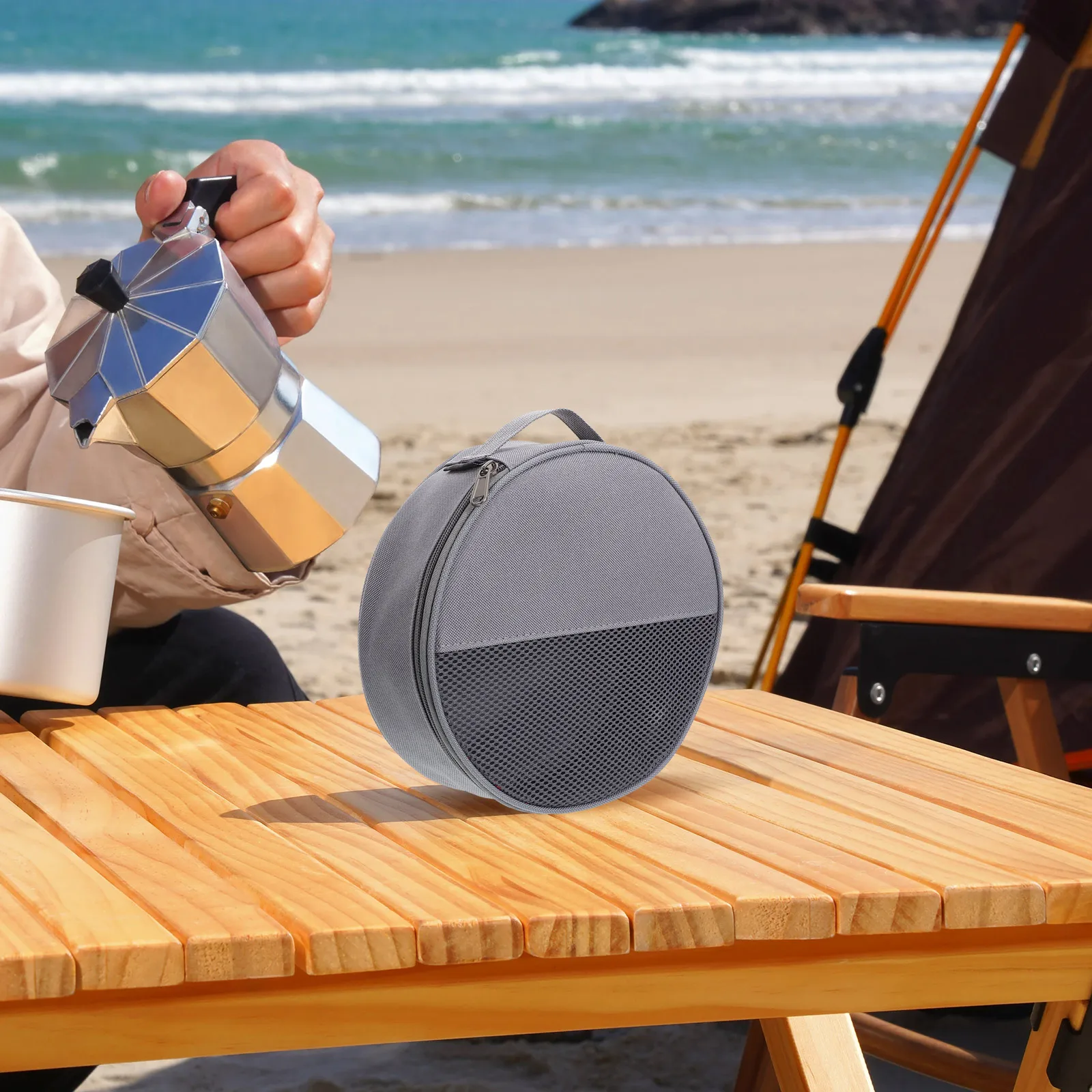 

Outdoor Tableware Bag Spacious Oxford Cloth Camping Dish Organizer Mesh Grid Plates Utensils Kitchen Tools Picnic Storage Bag