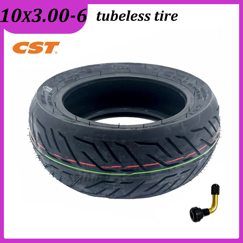 10x3.00-6 CST Tubeless Tire 10x2.50/3.0 Vacuum Tyre Valve for 10 Inch Electric Scooter Wear-resistant High-quality Parts