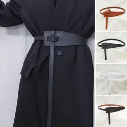 Korean Style Women Faux Leather Belt Irregular Shape Adjustable Knot Long Waistband Suit Coat Corset Belt Fashion Accessories