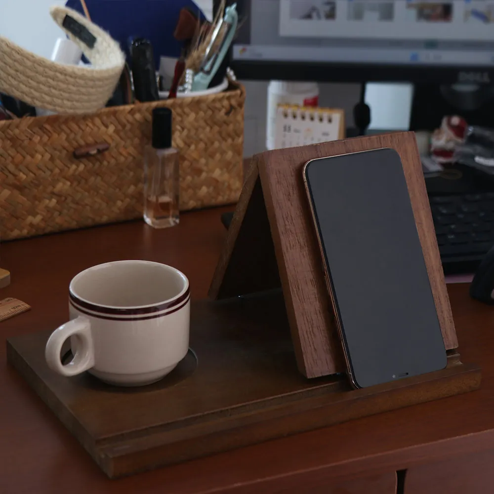 

Book Lover Gifts Removable Wooden Reading Stand Owl Handmade Triangle Book Stand Sturdy with Cup Holder Book Rest Holder Bedroom