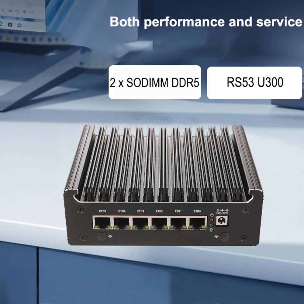 HUNSN Micro apparecchio firewall, RS53, Mini PC, PFSense, 6LAN, Mikrotik, VPN, PC router, OPNsense, AES-NI, COM, HDMI, DP, tipo C