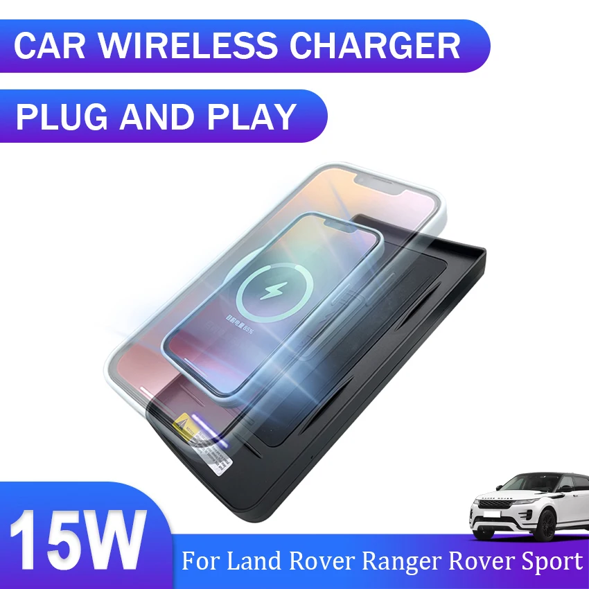 

15W QI Car Wireless charger for cordless charging panel cup holder quick charge pad For Land Rover Ranger Rover Sport 2017~2022