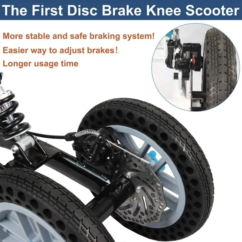 All Terrain Opvouwbare Knie Scooter Walker, Schijfrem Knie Walker Voor Voetblessures, Compacte Krukken Alternatief (Zwart)