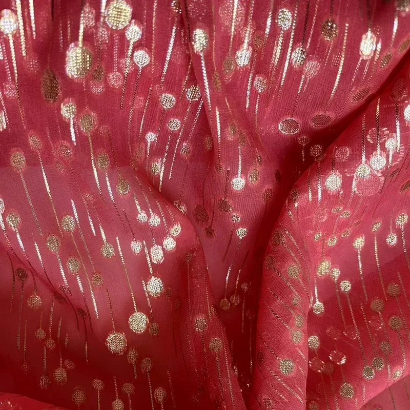 Silk Tissue Brocade Shimmer Metallic Jacquard Shiny Saree Scarf Lurex Fabric DIY Sewing Material