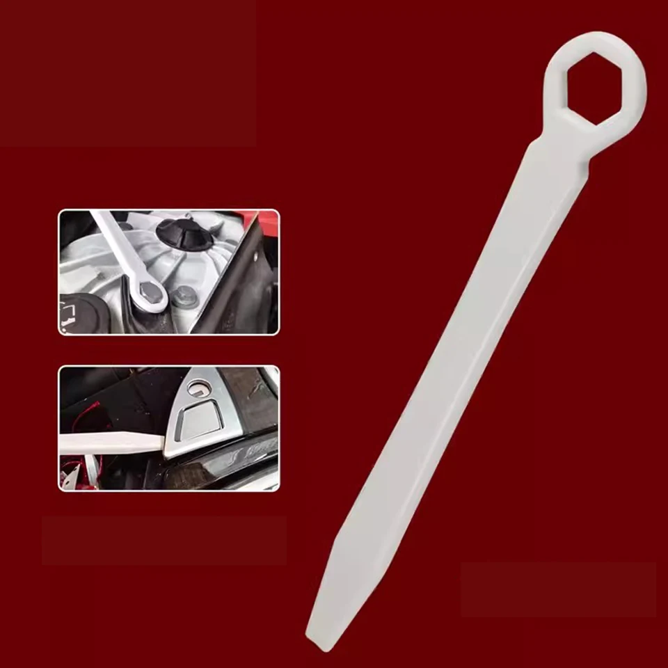 White Upholstery Tool with Ring & Flat Tip - Non-Marring Car Radio Panel Removal Tool for Safe Trim & Dashboard Disassembly P25