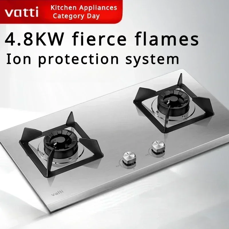 Stainless Steel Embedded Double Gas Stove Built-in Kitchen Cooktop Natural  LPG Dual Fuel