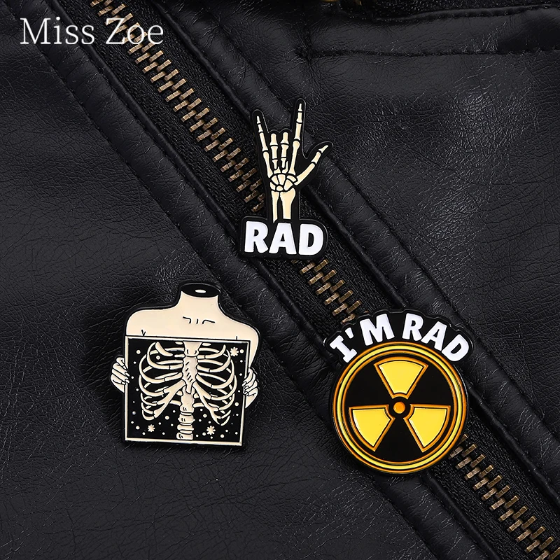 

Take A Chest X-Ray Enamel Pins Hand Bones And Ribs Brooches I'M Rad Backpack Lapel Badges Decoration Jewelry Accessory Kid Gift
