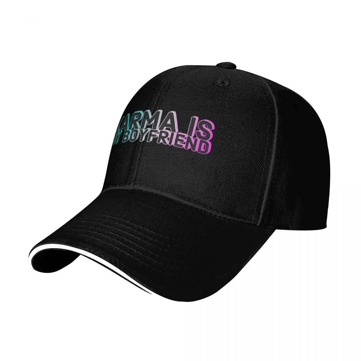 Karma is my Boyfriend, coloured Baseball Cap Strapback Dad Hat Six Panel Structured Crown Sun Protection UPF 50+