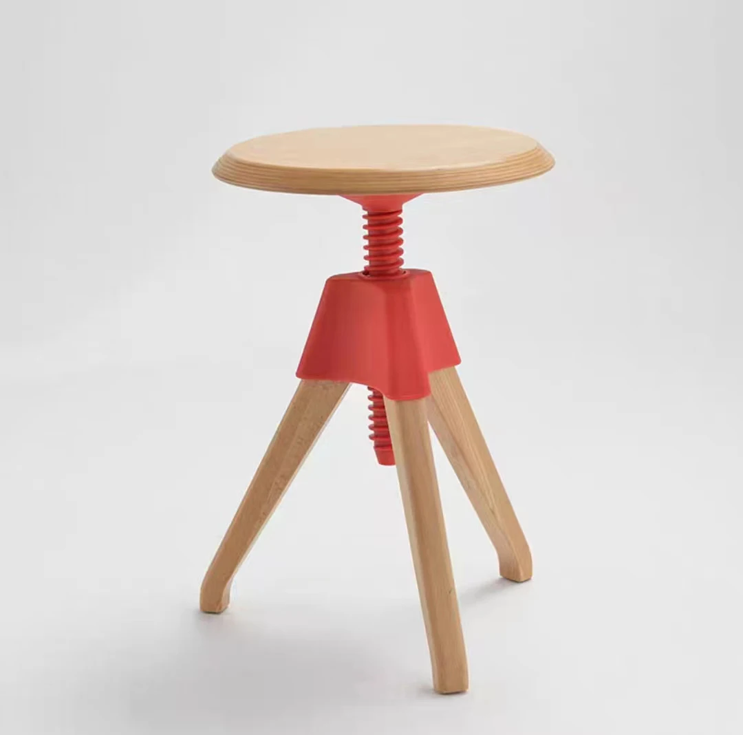 

Furniture Solid wood household stool Nordic designer creativity Modern simple lifting stool Dining stool Telescopic round stool
