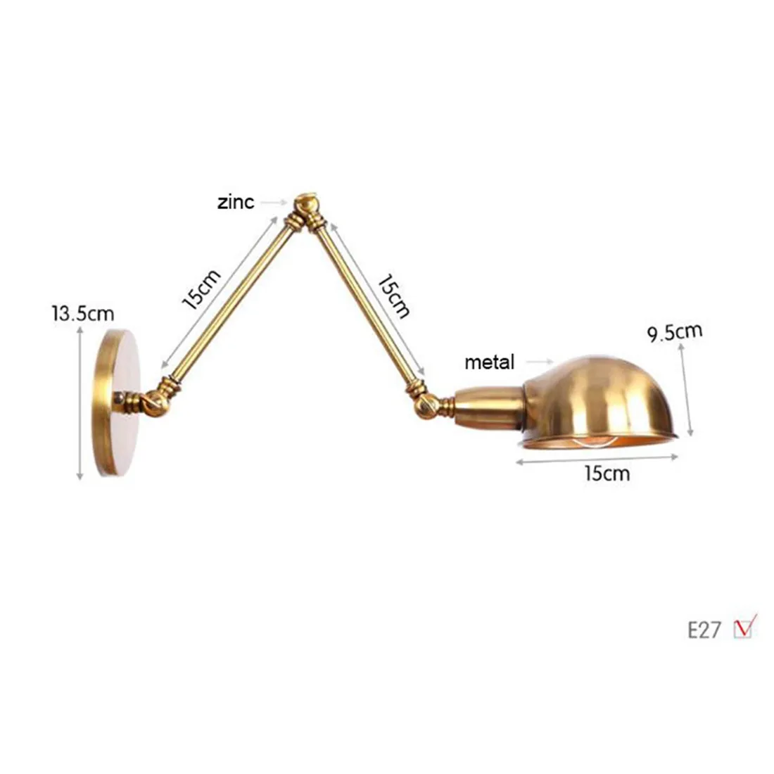 Modern Gold Plated Wall Lamp Iron Adjustable Angle Wall Sconces for Home/Bathroom/Bedroom/Living Room Decor led Wall Light Luz