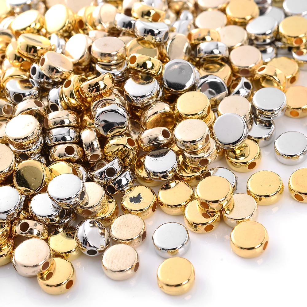 100 pcs/lot 6mm CCB breloque entretoise perles couleur or plat rond perles en vrac pour la fabrication de bijoux à bricoler soi-même trouver des fournitures accessoires