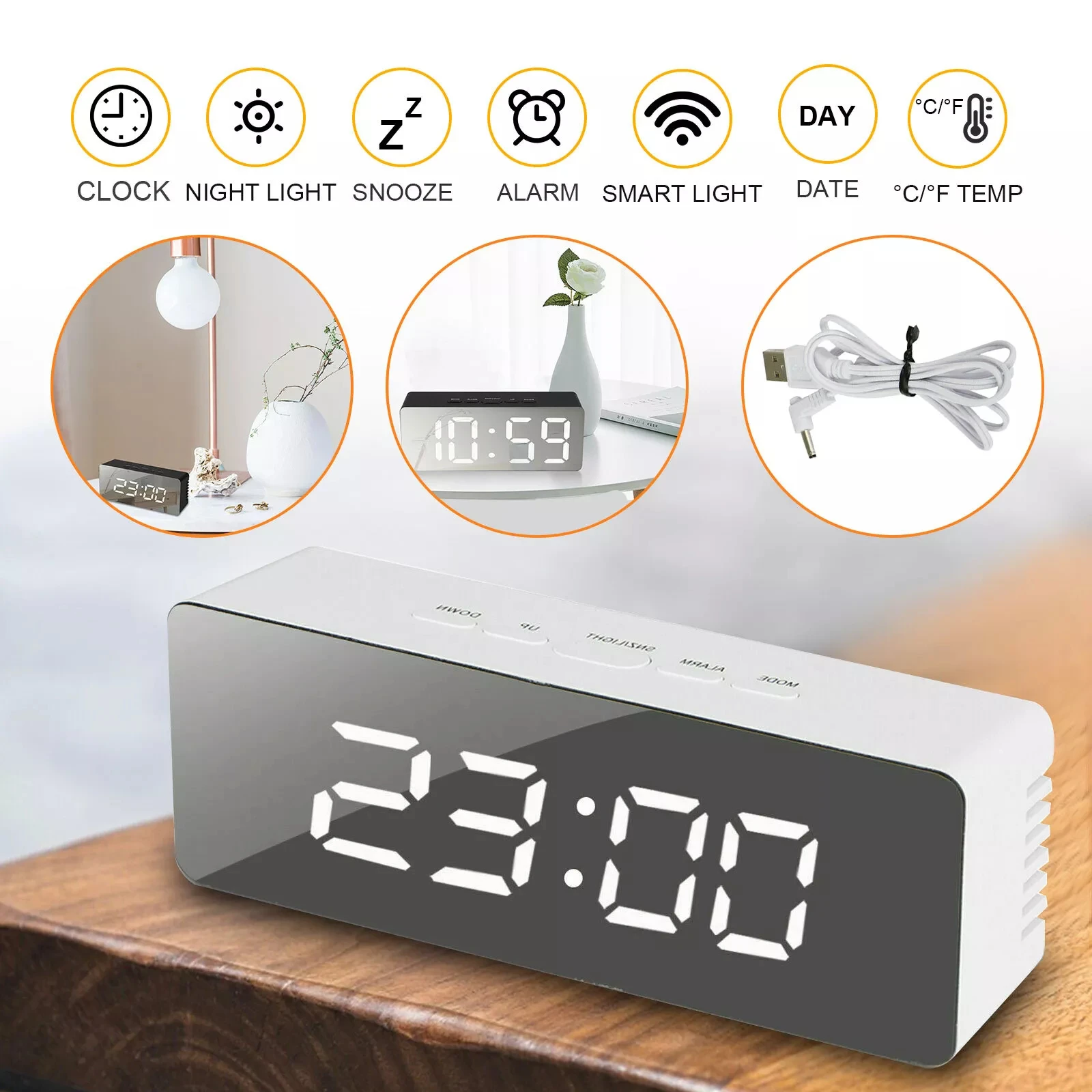 Silent Digital LED Table Alarm Living Room Office Clock Table Decoration