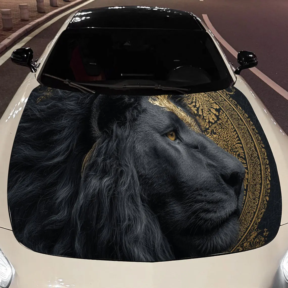 

Black Gold Lion print,car hood stickers,PVC waterproof Self adhesive car hood sticker,car hood decoration protection stickers,Au