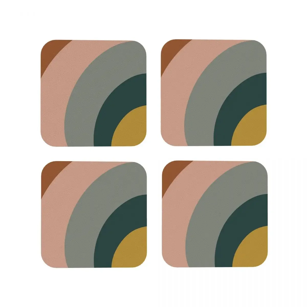 Mustard Yellow, Teal, Grey, Blush Pink, And Rust Coasters Coffee Mats Leather Placemats Tableware Decoration & Accessories Pads