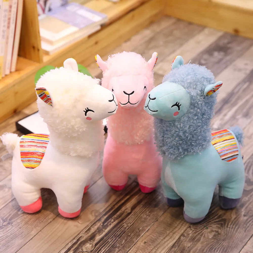 Alpaca Soft Toy Stuffed Smile Llama Plush Animals Sleeping Doll Kawaii Funny Cute Grass Plush Toy Gift for Kid 25CM Home Decor