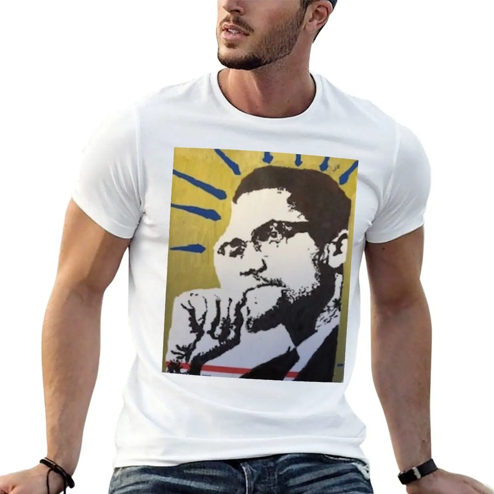 Malcolm X T-Shirt blue archive tshirts personalised mens plain t shirts