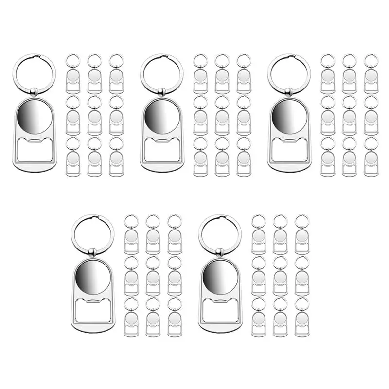 BTLIFE-50 Pcs Sublimation Blank Keychain Metal Bottle Opener Blank Key Ring Heat Transfer Rectangular Sublimation Keychain