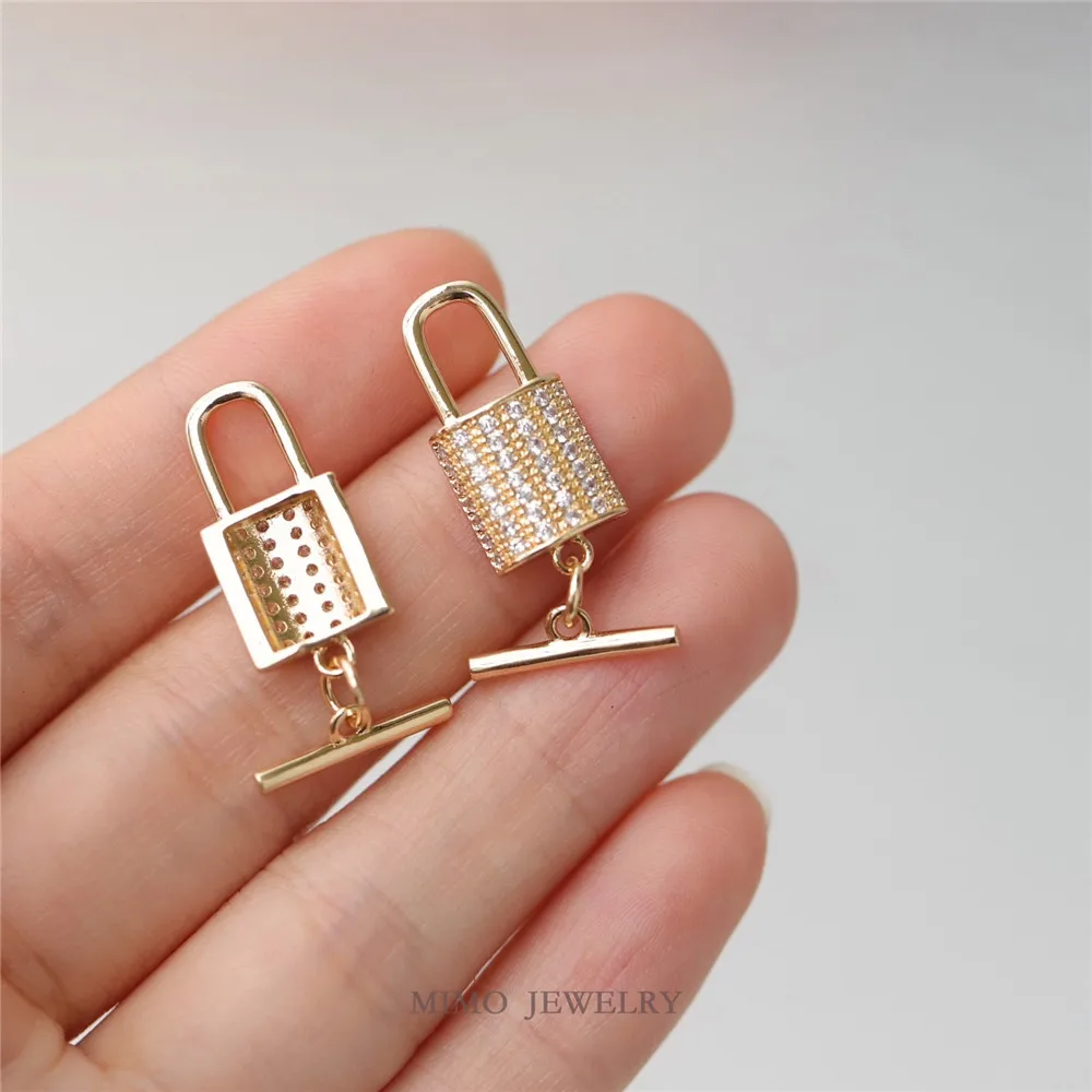 Copper Gold-plated Full Diamond Small Lock Ot Buckle Homemade Bracelet Finish Gorgeous DIY Pendant Charm Accessories K057