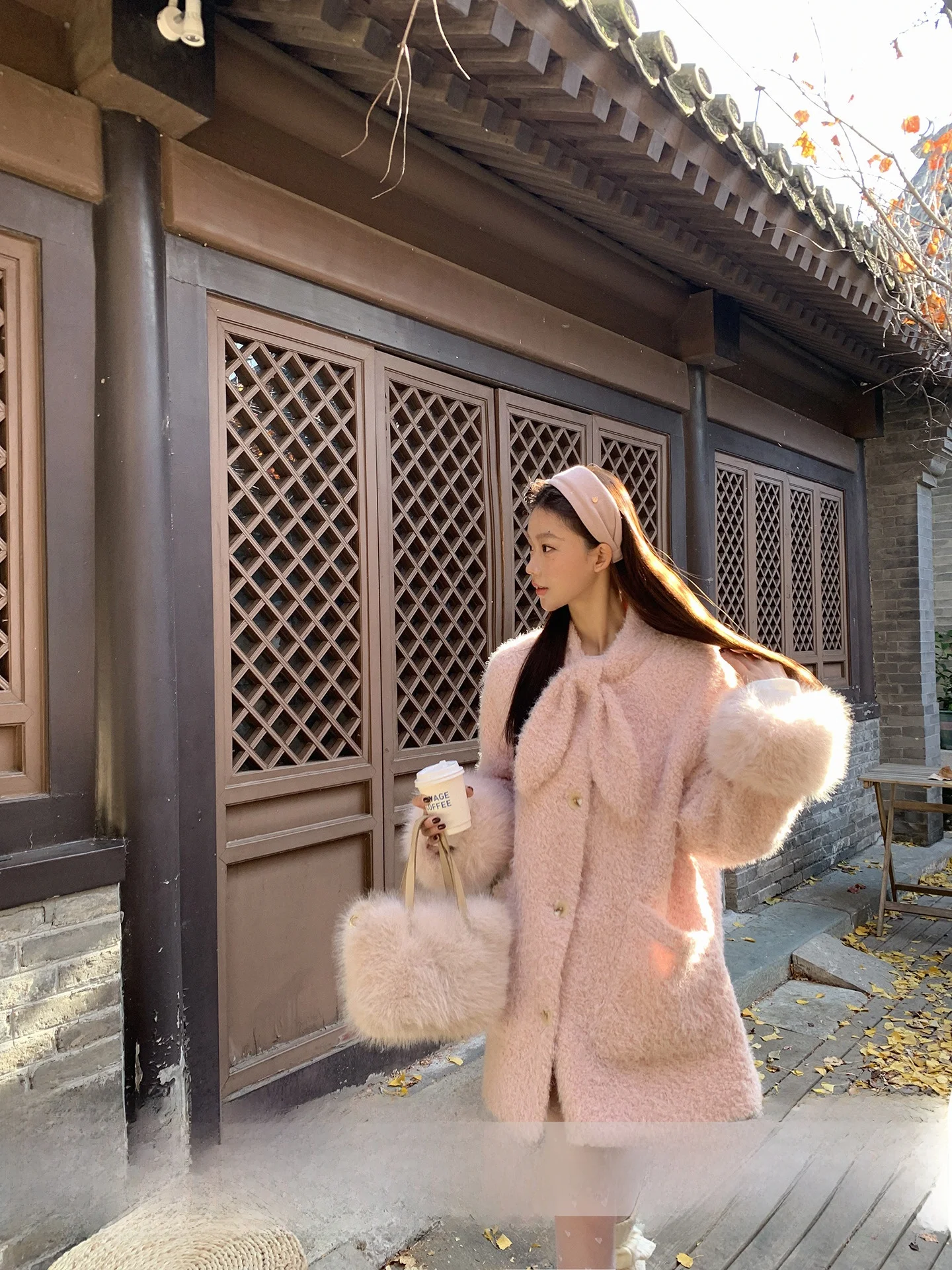 معطف فرو وردي للنساء شتاء 2025 جديد بأسلوب كوري جميل للغاية سترة قطنية راقية ملابس قطنية أنيقة للتنقل بتصميم فضفاض #5