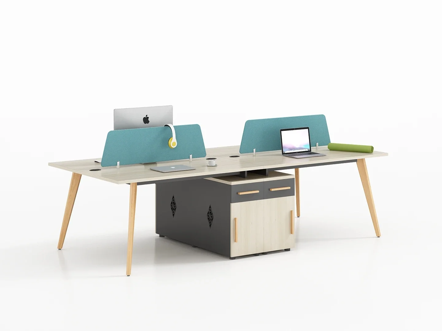 # Mesa de oficina ejecutiva moderna en escritorio de gerente de MDF de nogal con diseño de panel de madera para uso en computadora
