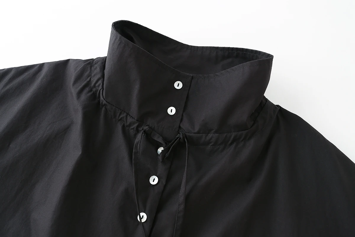 BSAY Damen Stehkragen-Jacke mit Kordelzug am Saum, Knopfverschluss vorne, schrägen Taschen, langen Ärmeln, lässiger Streetwear-Mantel für Damen. – Detail 13