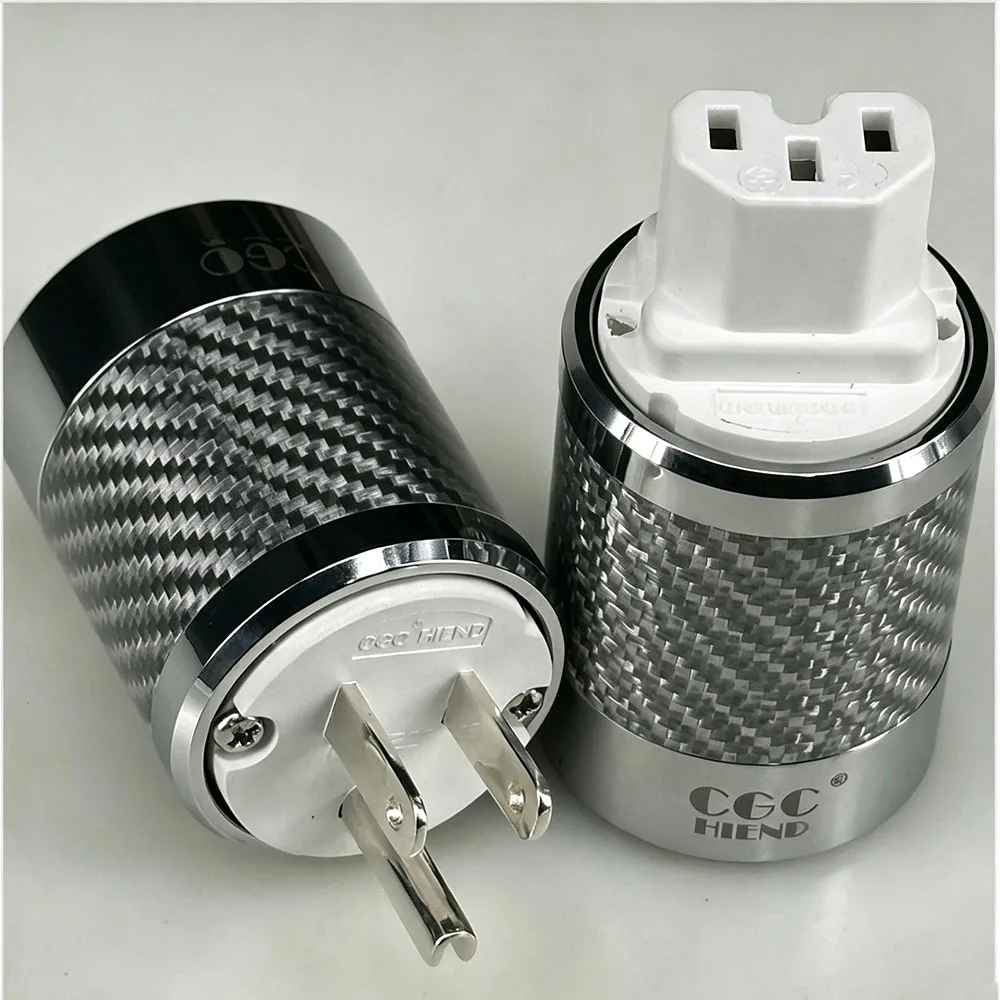 Pure Silver Audiophile Power Plug US NEMA 5-15P Hi-Fi AC Connector, IEC 320 C-19 Inlet Manganese Steel Clip for Audio Equipment