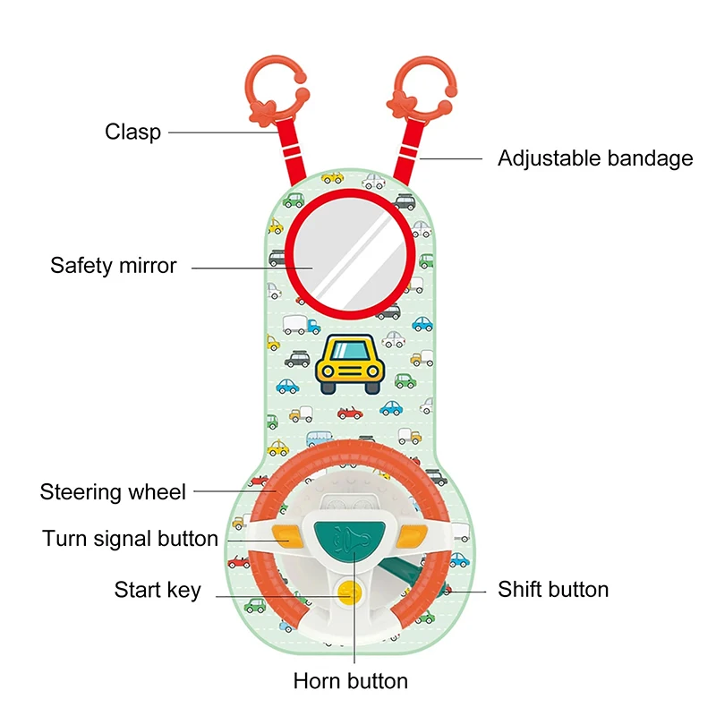 Eletric Simulation Steering Wheel Toy with Light Sound Baby Kids Musical Educational Copilot Stroller Steering Wheel Vocal Toys