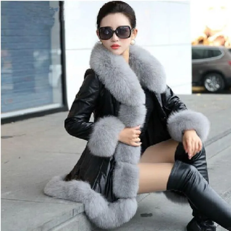 Hot Sale Winter Women's Faux Fur High Quality Faux Sheepskin Coats Keep Warm With Fur Fox Collars Slim Female Furs