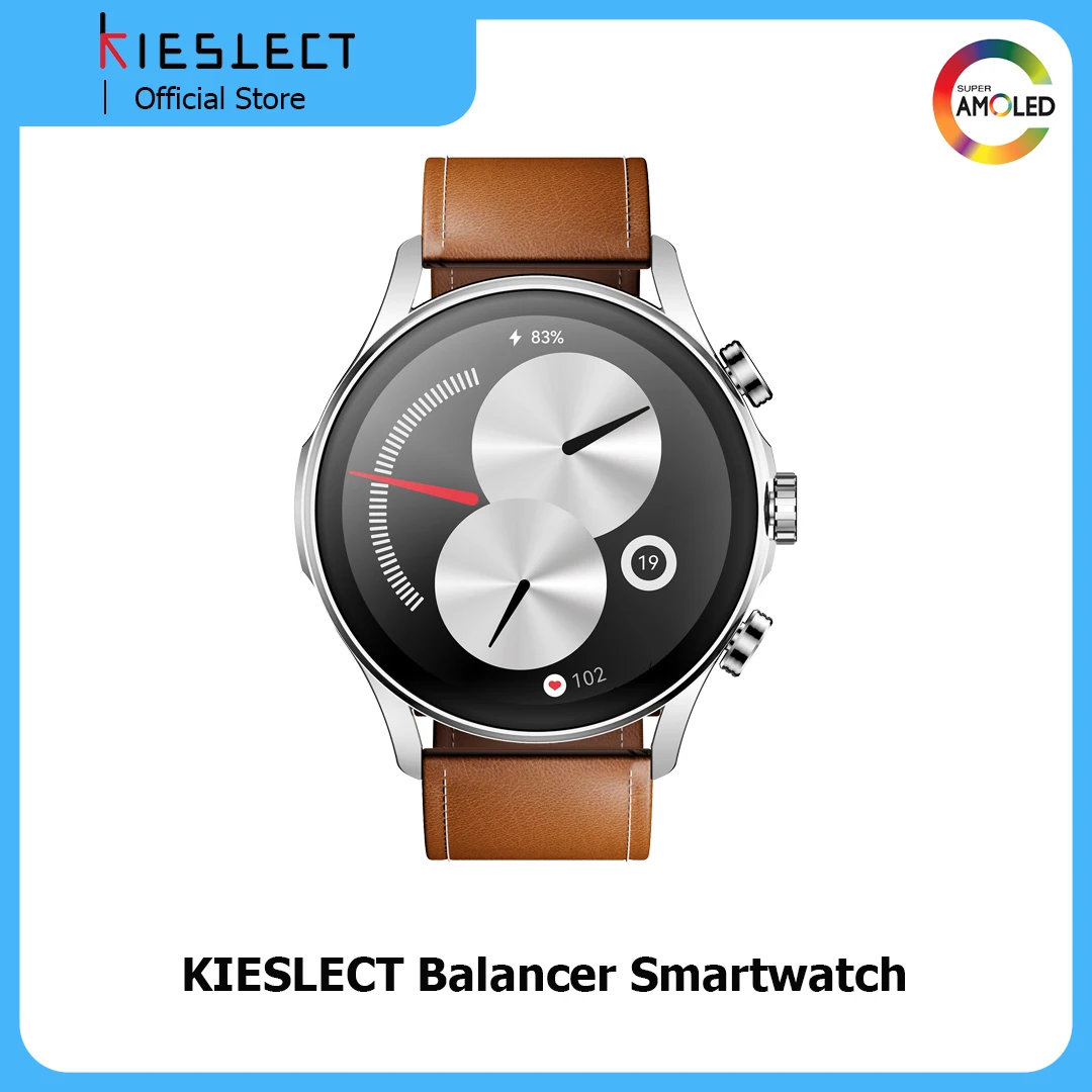 ساعة ذكية Kieslect Balancer 2ATM مقاس 1.43 بوصة FHD+ AMOLED شاشة تعقب للياقة البدنية مقاومة للماء للرياضة والصحة