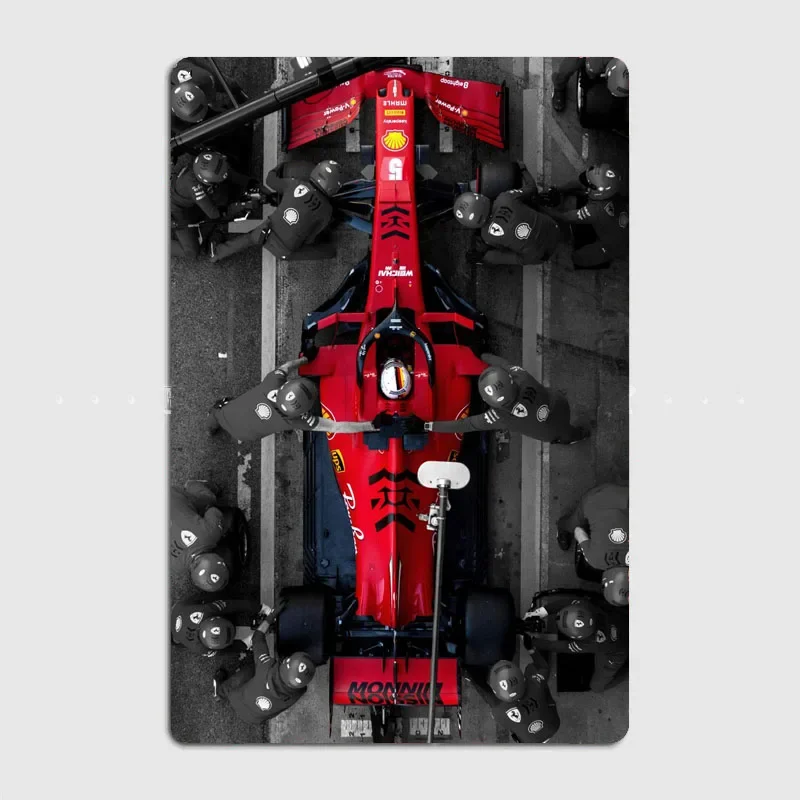 F1 حفرة لين المشارك المعادن المشارك الرجعية المرآب غرفة المعيشة جدار مخصص القصدير خمر ديكور المنزل الفيلم الكلاسيكي علامة السيارات #2