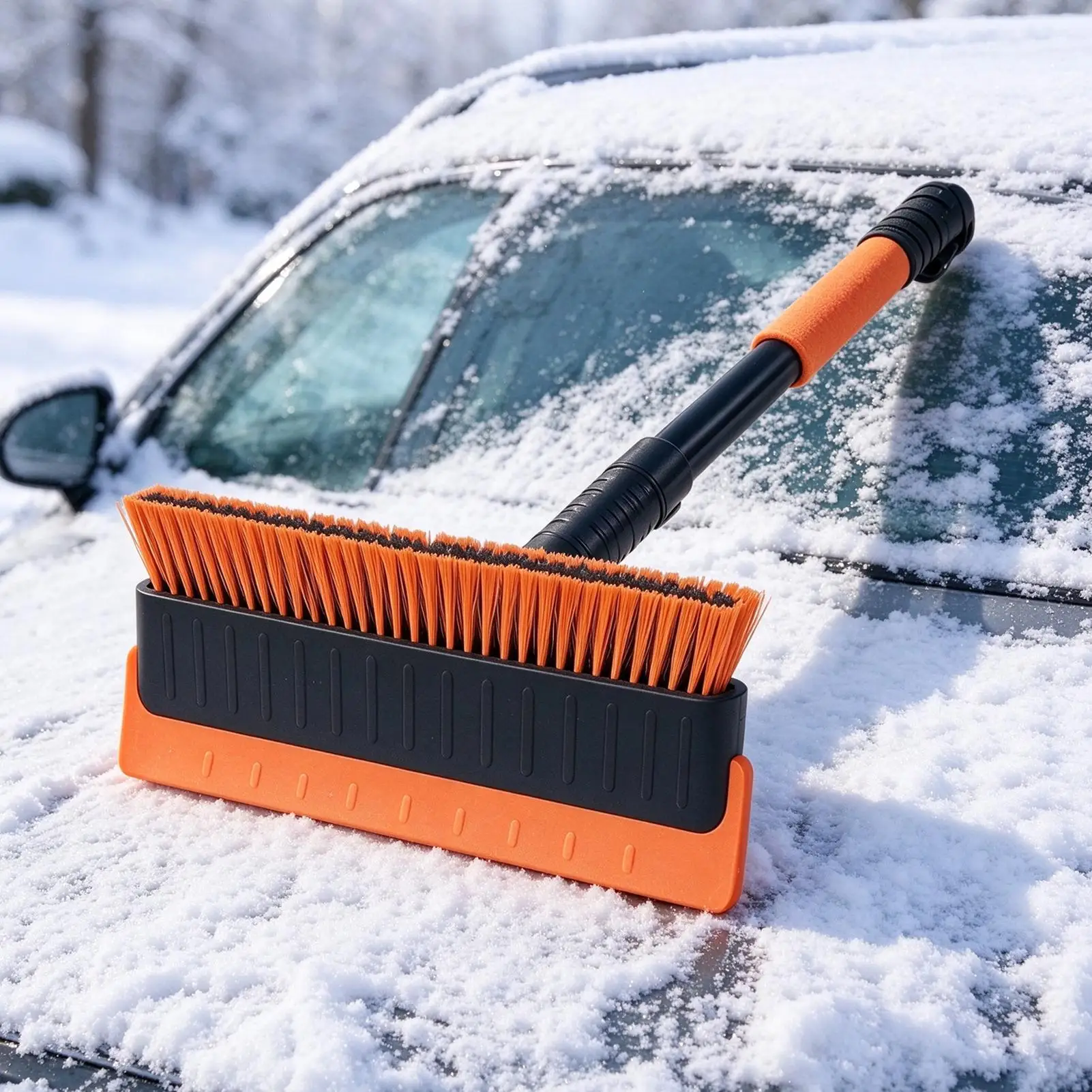 Snow Brush for Car Non-Scratch Cleaning Tool Pole Not Included Snow Removal Roof Rakes for Car Truck Automotive Suv Windshield