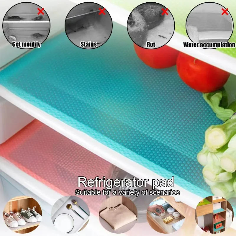 

4PCS Non-Slip EVA Refrigerator Mat Waterproof Washable Anti-oil Mildew Resistant for Kitchen Cabinet Drawer Shelf Table