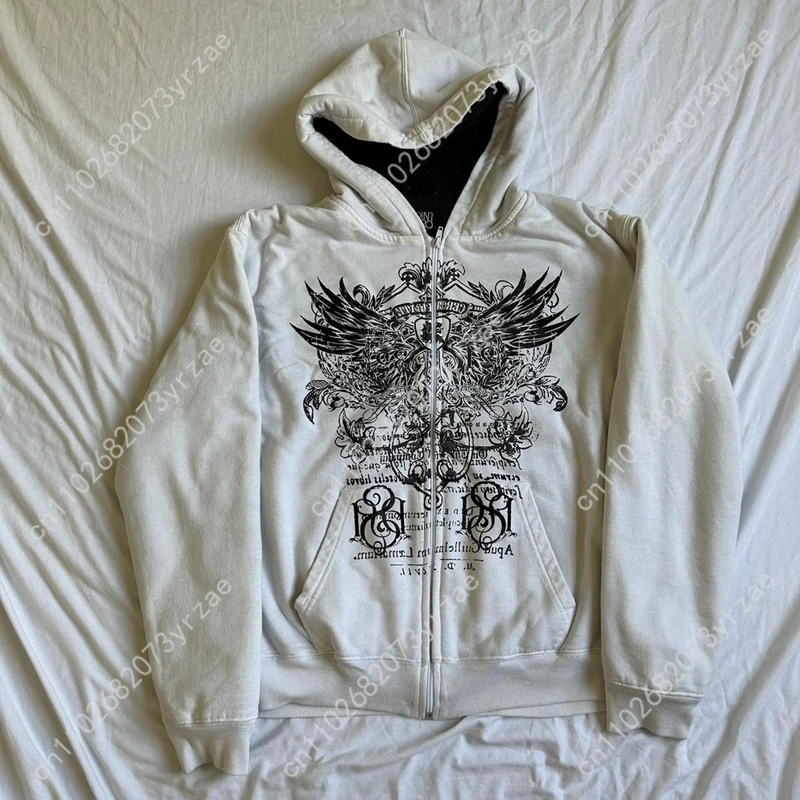 

Imcute Wing Print Mall Goth винтажные толстовки Y2K гранж графический свитшот с капюшоном и длинными рукавами Harajuku японский эстетический женский