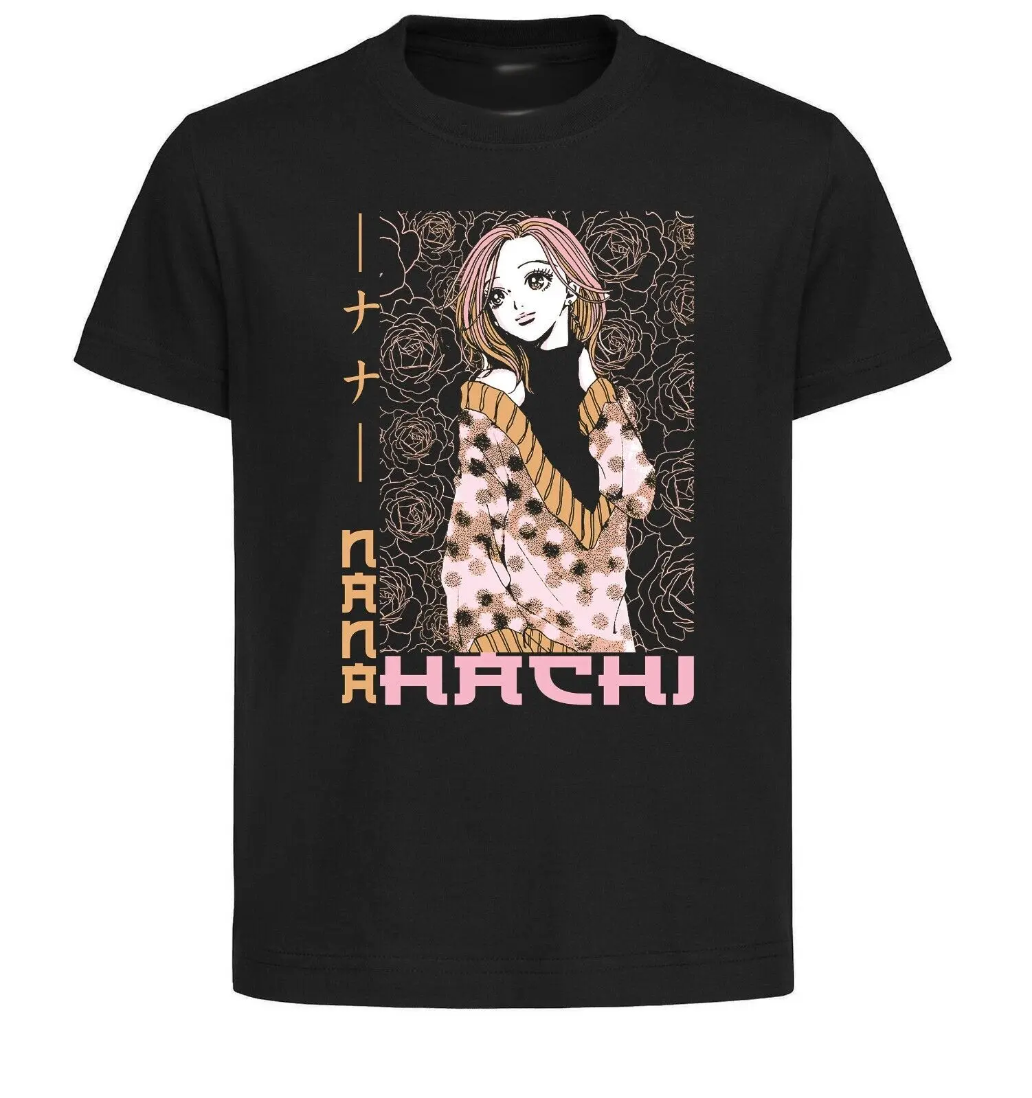 Unisex Black Japanese Style T-Shirt - Nana - Nana Komatsu Hachi SA1035-