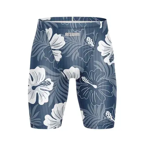 Summer Men's Flower Print Swim Jammer Shorts Beach Swimming Trunks Funny Gym Tights Surf Swimsuit