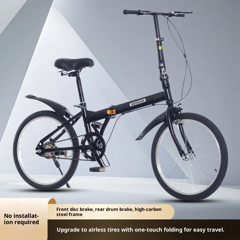 Vouwfiets Draagbare lichtgewicht massieve banden Geen montage Gemakkelijk opvouwbaar Compact Commuter Unisex Volwassen Student Campus City Road